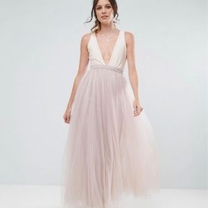 Little Mistress Maxi Tulle Prom Skirt Tall Mink